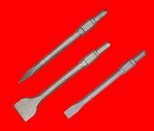 3 St. 400mm Breitmeißel Flachmeißel Spitzmeißel 30mm 6-Kant Makita Hitachi Bosch