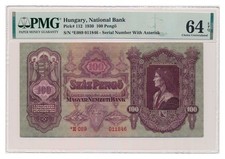 UNGARN Banknote 100 Pengo 1930 Szalasi Ausgabe PMG MS 64 EPQ Wahl Stempelglanz