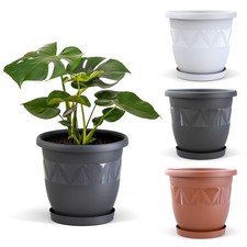 Blumentopf mit Untersetzer Pflanzkübel Blumentöpfe Blumenkübel Garten Topf rund