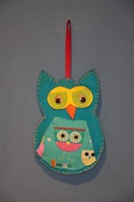 Eule aus Filz und Stoff zum Aufhängen - Höhe 18 cm * Handgefertigt Genäht Unikat