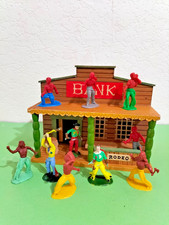 70er - WILDWEST HOLZHAUS + Indianer Cowboys - für Britains Elastolin Timpo DDR