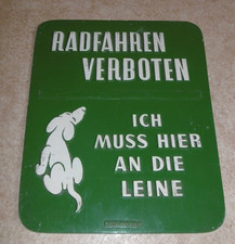 altes Schild Metallschild - kein Emailschild -Radfahren verboten Park Hunde