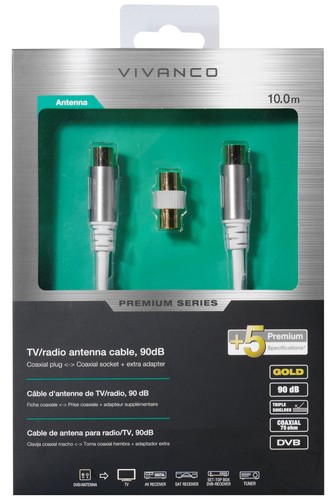 Vivanco koaxial kabel 10m - koaxial-kabel,
