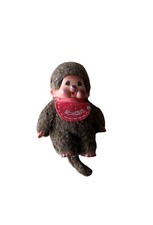 Sekiguchi Monchhichi Mini 9cm Braun Roter Latz Kleiner Monchichi Retro Schnuller