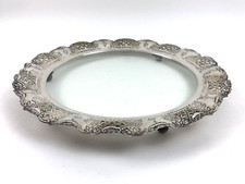 antikes Tablett versilbert BEPWF Berlin electro plated Glasplatte durchbrochen