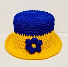 Klohut BLÜTE Ukraine Blau Gelb WC Papier Mütze  Klorollen Häkelhut Bad Retro