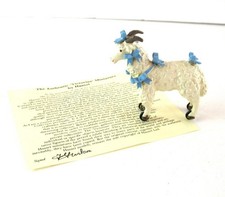 Hantel Victorian Miniatures - Sheep on Wheels - Widder with Blue Ribbons Vintage