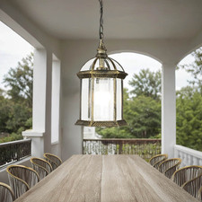 Rustikale Hängelampe Glas E27 Außen IP23 Weg Beleuchtung Garten Hof Gold Antik