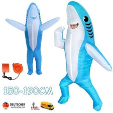 Unisex Selbstaufblasbares Kostüm Hai aufblasbar BlowUp Fasching Karneval 190CM