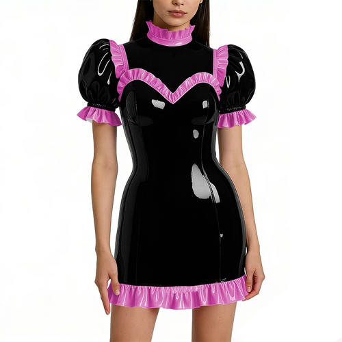 Glänzendes pvc lederkleid - glänzendes, pvc-lederkleid