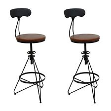 B-Ware 2er-Set Barhocker MCW-N18, höhenverstellbar drehbar braun Gestell schwarz