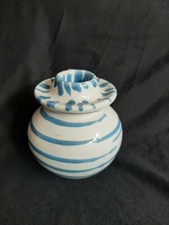Gmundner Keramik Austria Kerzenhalter Leuchter Dirndl blau geflammt 8,5 cm h.