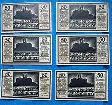 09 152 Notgeld Stadt Quedlinburg 6x50 Pfg. Kpl. Serie (Heinrich der Vogler grau)