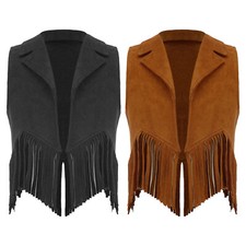 Kinder Western Weste Mit Fransen Mädchen Cowboy Cowgirl Kostüm Karneval Fasching