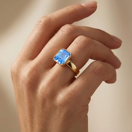 9mm asscher blauer spinell - asscher,