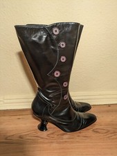 Damen Stiefel Größe 40 Schuhe Reißverschluss Knopf Absatz