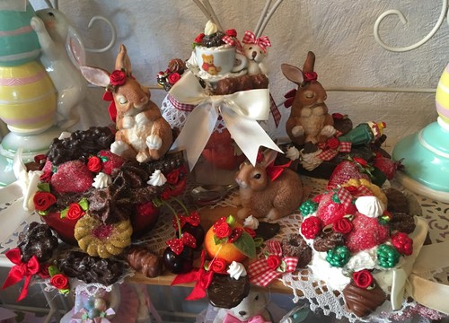 Deko tablett hasen erdbeeren - deko,
