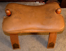 Kamelhocker Holz Leder Bezug