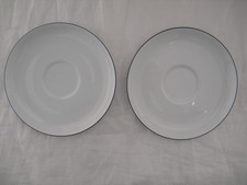 2 x Untertasse 13,8 cm Arzberg Untere für Teetasse weiß blauer Rand TOP