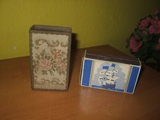 große Welthölzer Streichholzschachtel mit Segelschiff im Metall Etui