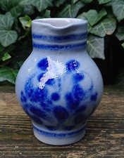 alter Krug Bembel Weinkrug Saftkrug Wasserkrug Blumenkrug Salzglasur blaugrau