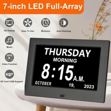 LCD Digitale Alarm Wecker Tischuhr wecker Demenz Seniorenuhr mit Kalender 7 Zoll
