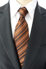 NEU - ATWARDSON Herren Anlass/Business Krawatte- braun-schwarz gestreift - Seide