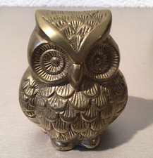 Vintage Eule Vogel Antik Messing Dekorativ Prunkstück Idol Statue Heim Dekor