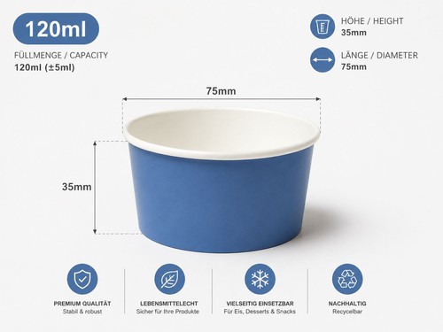 120 eisbecher pappe blau - 120,