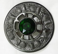 Neu Schottisch Fly Plaid Brosche Grün Stein Antike Ausführung Kilt Pin & 7.6cm