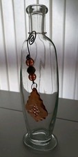 Flasche Glasvase Flacon Höhe 23 cm Design Anhänger Kunststoff Transparent Braun
