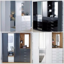 Carleton Spiegel 3-türig Kombi Kleiderschrank Kommode Nachttisch