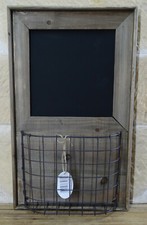 Wandtafel mit Korb Tafel Memoboard Zeitungshalter Landhaus Vintage braun 83088