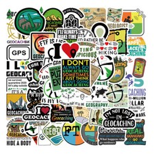 50 x Geocaching Aufkleber Set Kompass Camper Stickerbomb Tausch Trade Swag