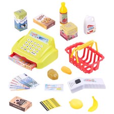 Playtastic 25-teiliges Kaufladen-Set für Kinder, Kassensystem, LED-Licht & Sound