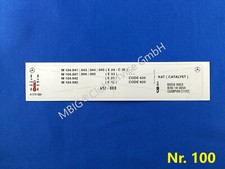 Aufkleber Motordaten Mercedes