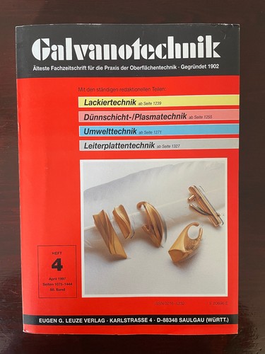 Galvanotechnik heft april - galvanotechnik, 4