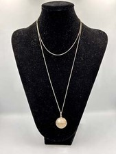 Vintage Lange Silber 835 Halskette mit Globus Anhänger