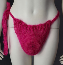 Sexy STRING Strick Mohair Seide PINK TRANSPARENT fetisch gay TANGA Handarbeit