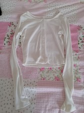 Pullover bauchfrei weiß Knopfleiste Gr. S