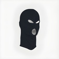 Sturmhaube Balaclava 3 Loch Strick schwarz Baumwolle Motorrad Biker Fahrrad NEU