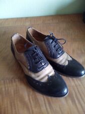 MOMA⭐ schuhe echt LEDER 37 schwarz beige two tone halbschuh budapester schnürer