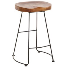 B-Ware Barhocker MCW-N25, Fußablage Metall Massiv-Holz 3D-Struktur, braun