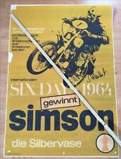  Simson GS 50 Six Days Gewinner 1964 Poster Reklame Werbung IFA DDR no MZ