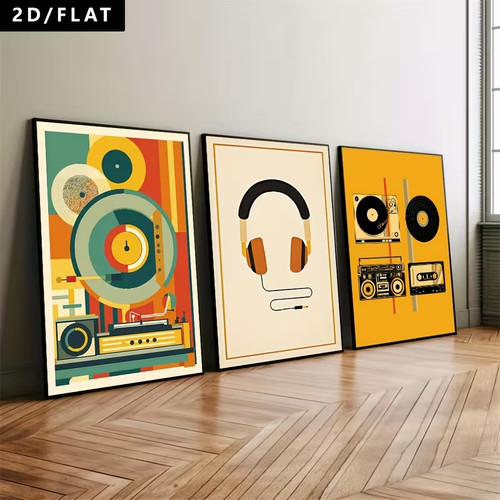3er set leinwanddruck musik - set,