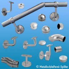 Edelstahl Handlauf 33,7x2 Geländer Halter Rohr Verbinder Endstück Kappen Zubehör