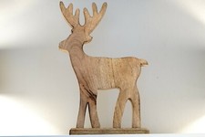 Rentier aus Holz Natur Hirsch