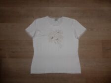 BIRKHAHN T-Shirt Kurzarm Stretch Beige Bestickt Perlen Spitze Gr.44 /XL *NEU*