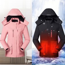 Damen Heizjacke Winter – Beheizbar mit Kapuze – Warme Heizjacke Mantel