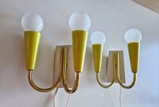 2x 2 armige Wandlampen Zitronen GELB 50er 60er Rockabilly Midcentury